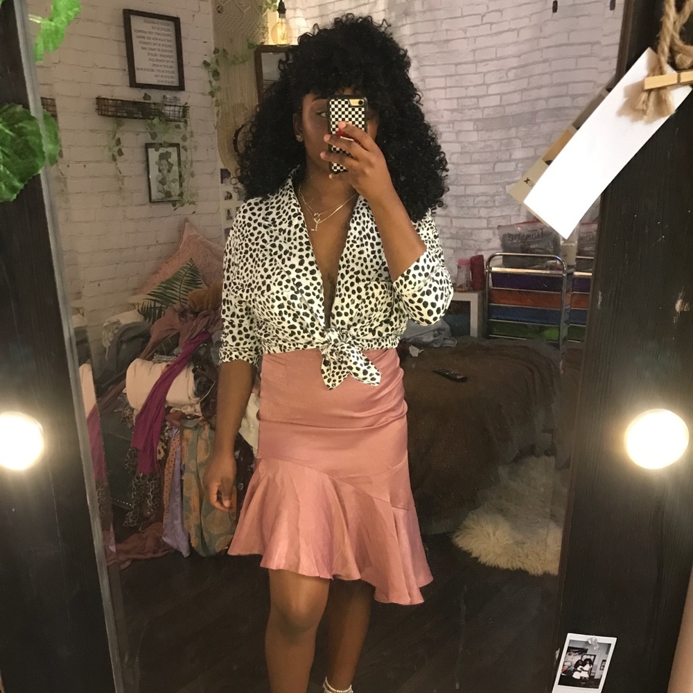 PINK SATIN SKIRT